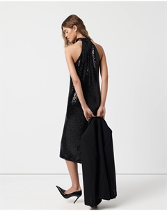 Платье миди с вырезом халтер черного цвета 2mood