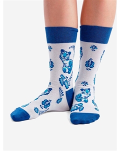 Носки с рисунками St.Friday Socks, Гжельский тигр, Белый St. friday