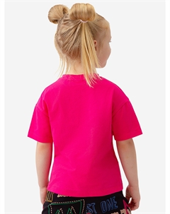 Футболка оверсайз с блестящим текстовым принтом розовая, Розовый Button blue