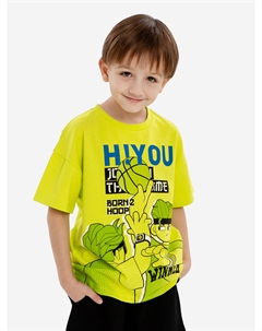 Футболка оверсайз с принтом салатовая для мальчика, Зеленый Button blue