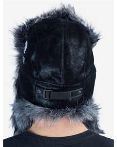 Шапка ушанка мужская зимняя искусственная кожа черный, Черный Holster