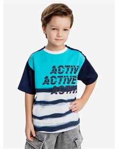 Футболка спортивная с принтом синяя для мальчика, Синий Button blue