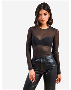 Укороченый рашгард из эластичной сетки с длинным рукавом, Черный Eazyway