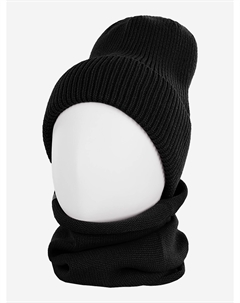 Комплект шапка и снуд для девочки, Черный Nikastyle