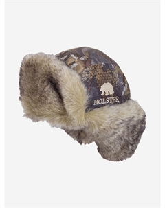 Шапка ушанка мужская зимняя замша с мембранным покрытием лес соты, Мультицвет Holster