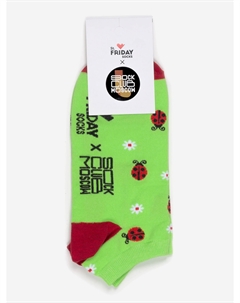 Носки короткие с рисунками St.Friday Socks x Sock Club Moscow, Божьи коровки, Зеленый St. friday