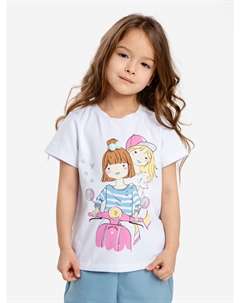 Футболка с принтом белая для девочки, Белый Button blue