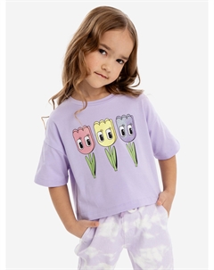 Футболка укороченная с принтом сиреневая для девочки, Фиолетовый Button blue