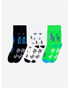 Комплект носков St.Friday Socks x Sock Club Moscow, Город будущего, Три пары носков, Черный St. friday