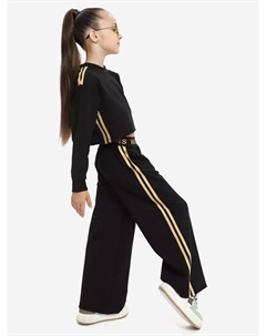 Костюм летний с брюками палаццо для девочки, Черный Wildwins