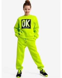 Комплект для девочек: толстовка, брюки, Зеленый Playtoday
