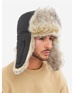 Шапка-ушанка мужская зимняя меховая с маской Евро Волк, Черный Huntsman