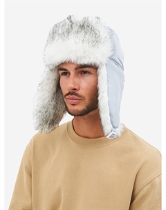 Шапка-ушанка мужская зимняя меховая с маской Евро Волк Полярный, Белый Huntsman