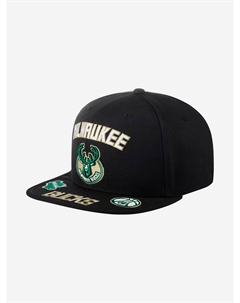 Бейсболка с прямым козырьком MITCHELL NESS HHSS2998-MBUYYPPPBLCK Milwaukee Bucks NBA (черный), Черный Mitchell and ness