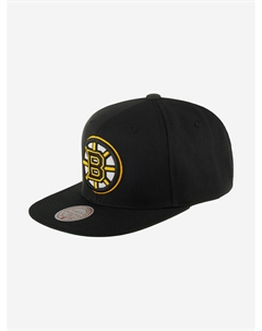 Бейсболка с прямым козырьком MITCHELL NESS HHSS6743-BBNYYPPPBLCK Boston Bruins NHL (черный), Черный Mitchell and ness