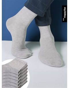 Носки унисекс, набор 6 пар, с резинкой, хлопковые, Серый Happyfox