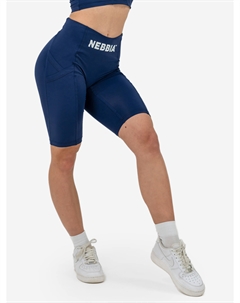 Шорты спортивные женские High waisted biker shorts 10″ GYM THERAPY 628, Синий Nebbia