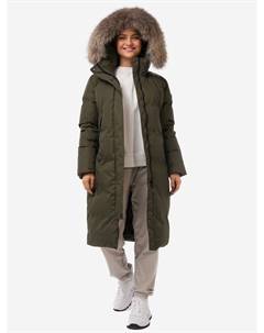 Пуховик женский удлиненный с мехом, Зеленый Next line