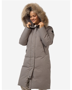 Пуховик женский удлиненный с мехом, Бежевый Next line