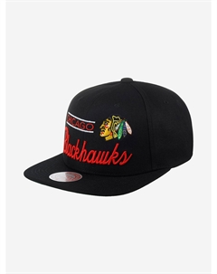 Бейсболка с прямым козырьком MITCHELL NESS 6HSSLD21213-CBHBLCK Chicago Blackhawks NHL (черный), Черный Mitchell and ness