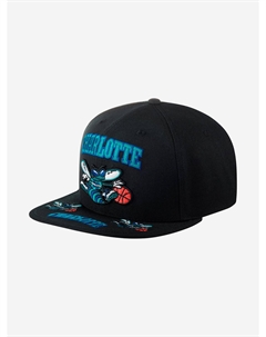 Бейсболка с прямым козырьком MITCHELL NESS HHSS2997-CHOYYPPPBLCK Charlotte Hornets NBA (черный), Черный Mitchell and ness