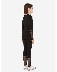 Лонгслив спортивный для девочки для гимнастики, Черный Wildwins