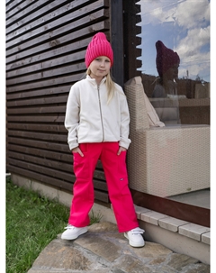 Брюки прямого силуэта из мембраны с флисовой подкладкой для девочки, Розовый Looklie