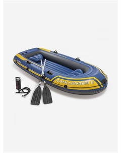 Надувная лодка 68370 Challenger 3 + вёсла + насос (295х137х43см), Синий Intex