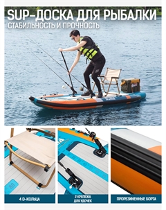 Надувной двухслойный SUP-борд FISHING KAYAK, 10'6" 335*118*20 см, сапборд, Голубой Dama