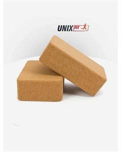 Блок для йоги и фитнеса пробковый, 22,5 х 15 х 7,5 см. - 1 шт., Коричневый Unix fit
