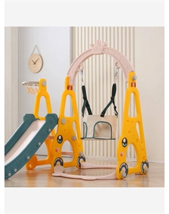 Горка с качелями Funny Car (138 cm) Yellow, Желтый Unix kids