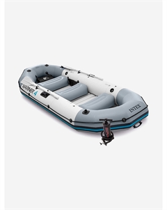 Лодка 68376NP надувная "Mariner 4" Set алюминиевые вёсла 137см, насос, 328х145х48см, Серый Intex