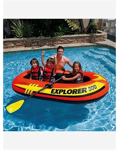 Надувная лодка 58358 Explorer 300 + весла + насос (211х117х41 см), Оранжевый Intex