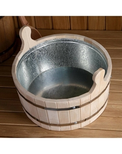 Шайка - таз для бани и сауны, 13 л, деревянная, оцинкованная вставка Добропаровъ