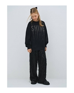 Свитшот оверсайз со стразами для девочек, Черный Ostin