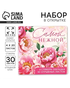 Подарочный набор, стикеры 4×20 л, отрывной блок 30 л., в открытке Artfox