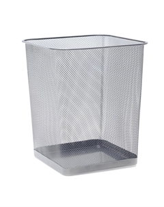 Корзина для бумаг, сетка металлическая, квадратная, серая Calligrata