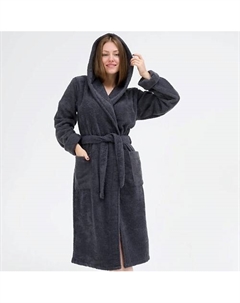 Халат махровый женский с капюшоном Dark Grey Bio-textiles