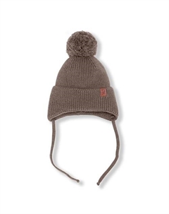 Шапка вязаная на завязках с помпоном (кофе) Toucan for kids