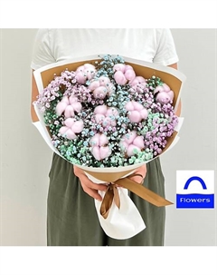 Букет из разноцветной гипсофлилы и хлопка, "Цветочное суфле" Л'этуаль flowers