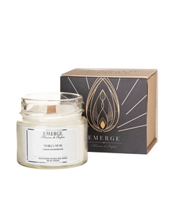 Свеча ароматическая Ваниль Мускус с деревянным фитилем 100 Emerge