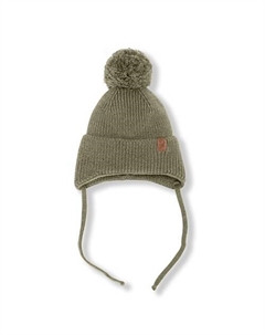 Шапка вязаная на завязках с помпоном (св. хаки) Toucan for kids