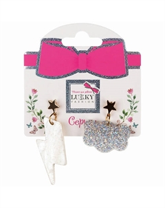 Серьги-гвоздики с подвеской Облако и молнии Lukky