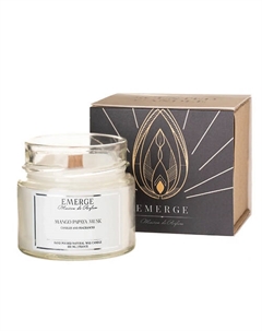 Свеча ароматическая Манго Папайя Мускус с деревянным фитилем 100 Emerge