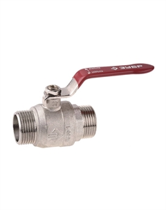 Кран шаровой 51352-N-3/4 3/4" полнопроходной "папа-папа", ручка, никелированная латунь Зубр