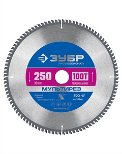 Пильный диск по алюминию Мультирез Профессионал 36907-250-30-100 (250 x 30 мм, 100Т) Зубр