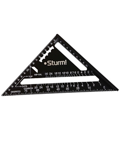 Угольник 2020-07-170, 170мм, алюминиевый сплав, чёрная оксидация, белая шкала Sturm!