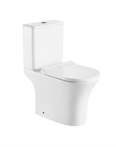 Унитаз напольный безободковый Azario FRETTA ROUND AZ-7121, в комплекте с бачком и сиденьем микролифт 650x340x790 мм