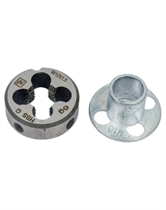 Плашка MDG1015 D-DRIVE 052864 круглая ручная с направляющей в наборе М10х1.5, HSS, Ф25х9 мм Thorvik