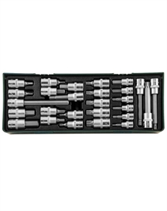 Набор насадок торцевых с вставками-битами S06H427SP 048350, 3/8" и 1/2"DR в ложементе, 27 предметов Jonnesway